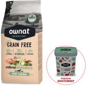 Натурална суха храна Ownat Adult Grain Free Chicken - БЕЗ зърнени култури за пораснали кучета от всички породи, с 65% пилешко месo